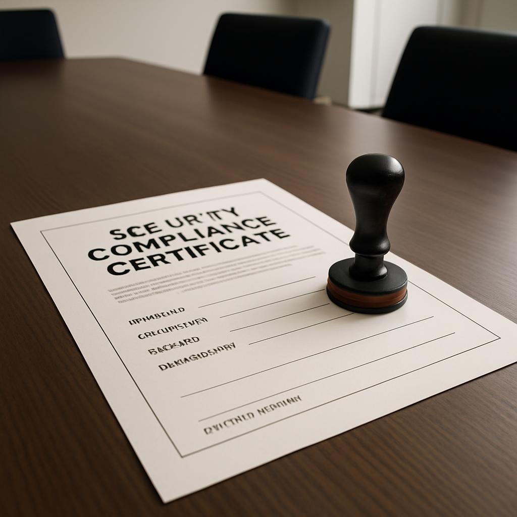 Un sello de seguridad sobre una hoja de certificación de seguridad.